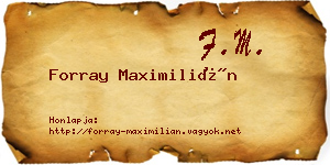 Forray Maximilián névjegykártya